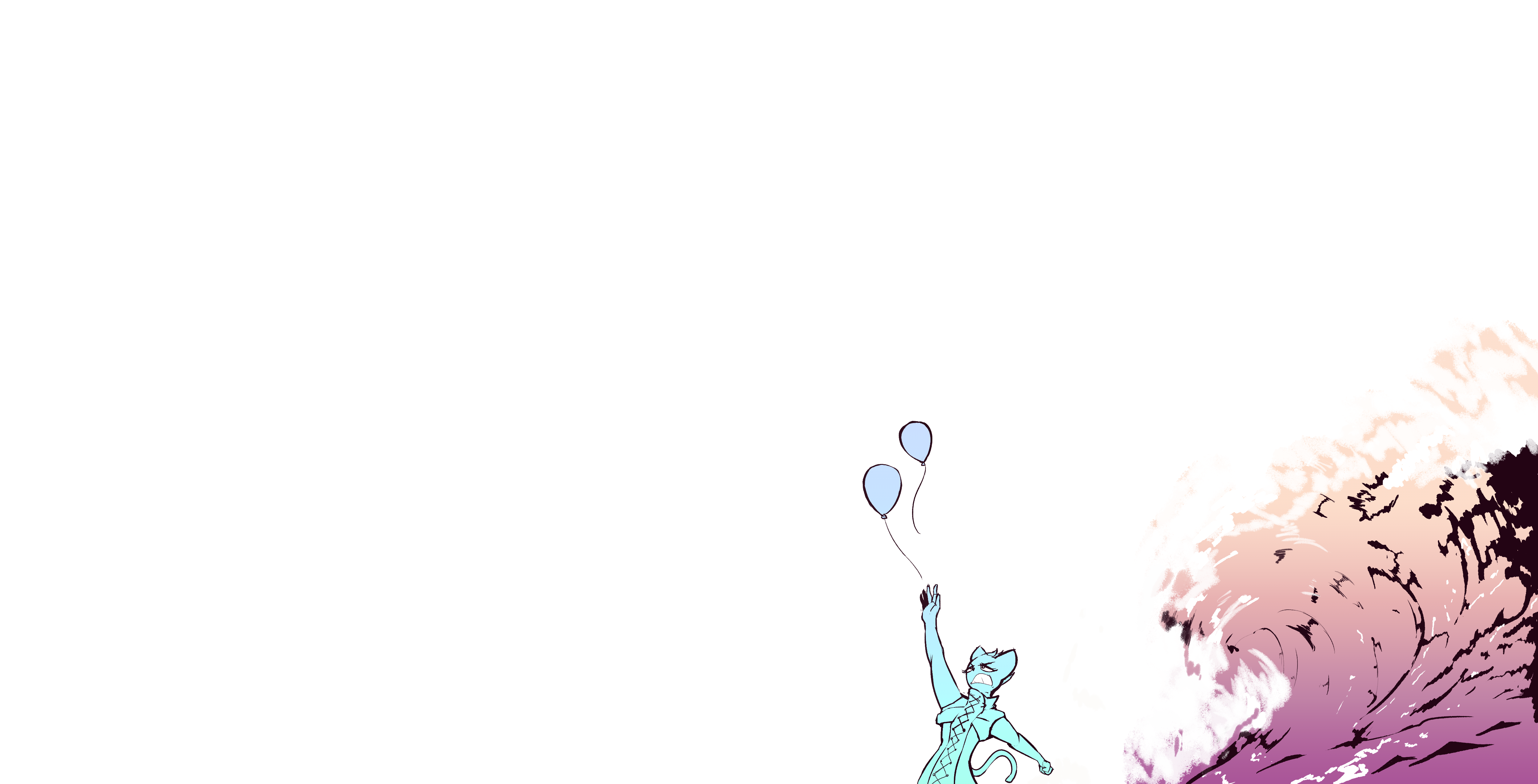 Cat with Balloons and Wave